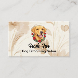 Labrador with Red Roses. Dog Grooming Salon Business Card