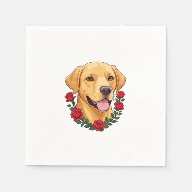 Labrador with Red Roses Napkin (Front)