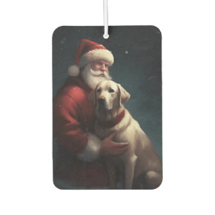 Labrador With Santa Claus Festive Christmas  Car Air Freshener