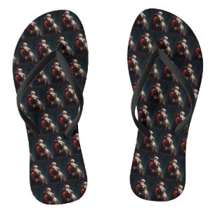 Labrador With Santa Claus Festive Christmas  Jandals