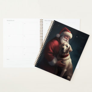 Labrador With Santa Claus Festive Christmas  Planner