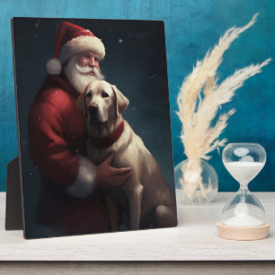 Labrador With Santa Claus Festive Christmas  Plaque