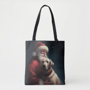 Labrador With Santa Claus Festive Christmas Tote Bag