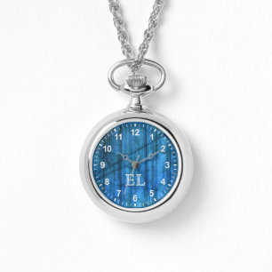 Labradorite Gems Blue Monogram Numbers Watch