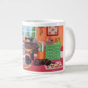 Labradors in Mum's Sewing Room Painting Large Coffee Mug