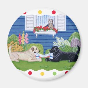 Labradors in the Garden Painting Magnet