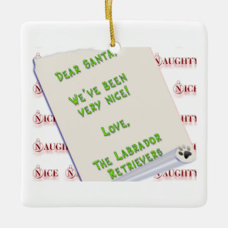 Labradors naught and nice ceramic ornament