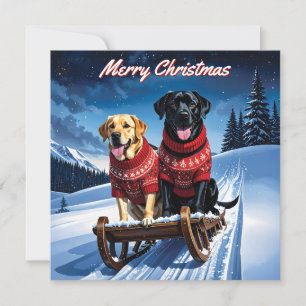 Labradors Pack of Flat Christmas Card
