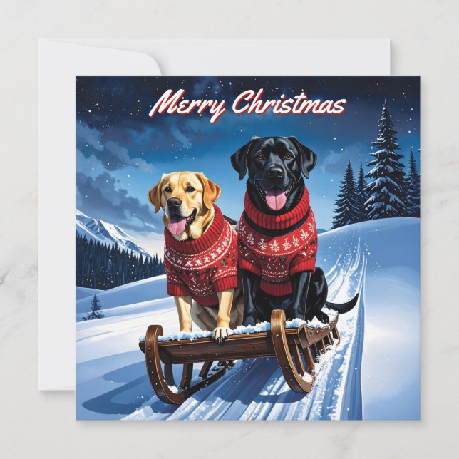 Labradors Pack of Flat Christmas Card (Front)