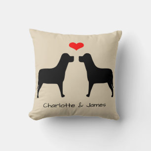 Labradors silhouette with heart personalised cushion