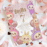 Labubu Kids Birthday Invitation<br><div class="desc">These beautiful kids invitation for girl 7th birthday with imitation of pink glitter and elegant modern script.  Birthday Invitation Template is Kids birthdays are special,  and this invite can help it make a memorable birthday party.</div>