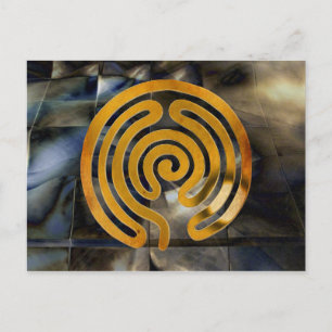 labyrinth antique gold mosaic grunge postcard
