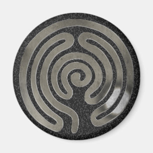 labyrinth antique silver black splatter magnet