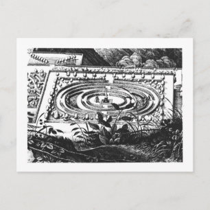 Labyrinth at Heidelberg, Hortus Palatinus (engravi Postcard