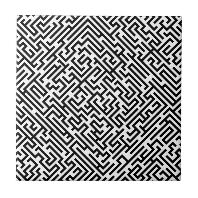 Labyrinth - Black and white pattern Tile (Front)