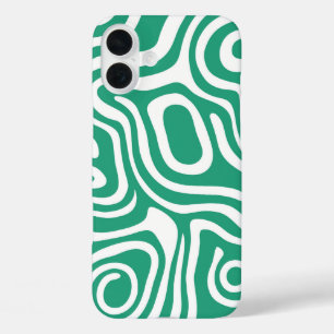 Labyrinth graphic pattern green iPhone 16 plus case