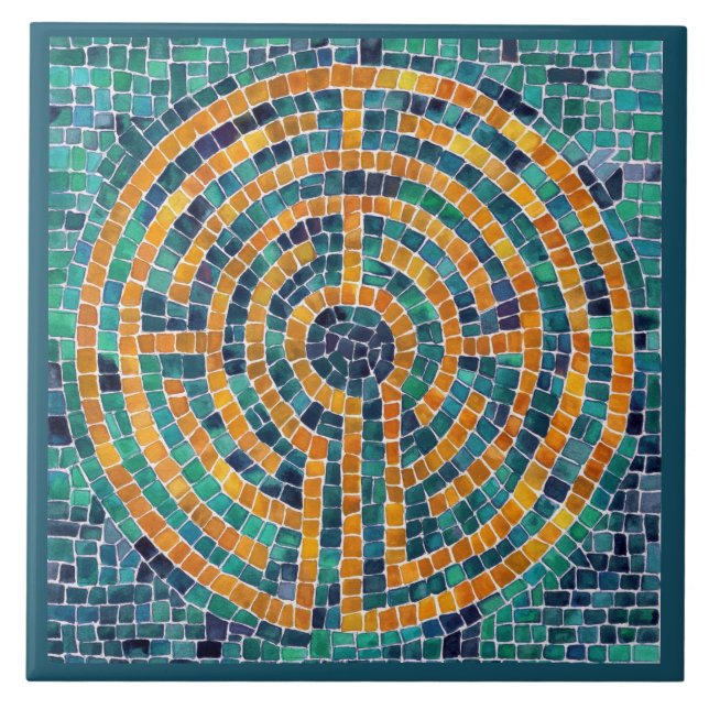 LABYRINTH II 4.25x4.25 Ceramic Tile - Green (Front)