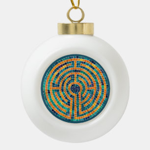 LABYRINTH II Ceramic Ball Ornament