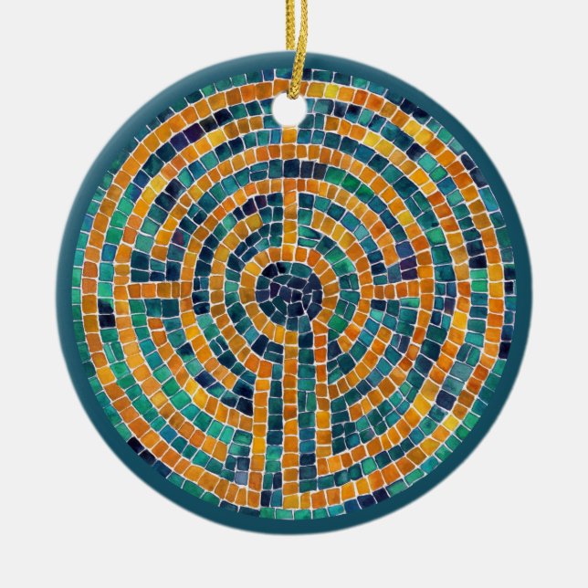 LABYRINTH II Ceramic Circle Ornament (Front)