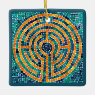LABYRINTH II Ceramic Square Ornament