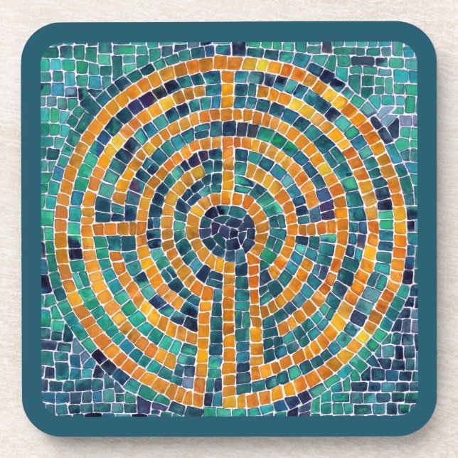 LABYRINTH II Hard Plastic Coasters - Green (Front)