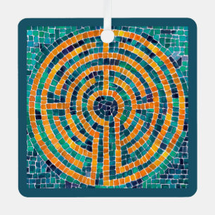 LABYRINTH II Metal Square Ornament