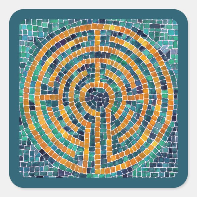 LABYRINTH II Small Square Stickers - Green (Front)