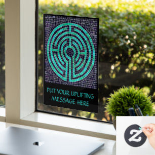 LABYRINTH III 8x11 Window Cling +Text - Black