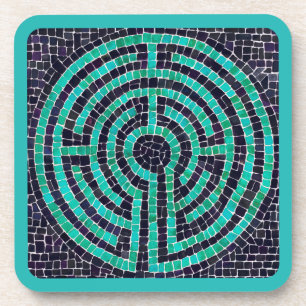 LABYRINTH III Hard Plastic Coasters - Turquoise