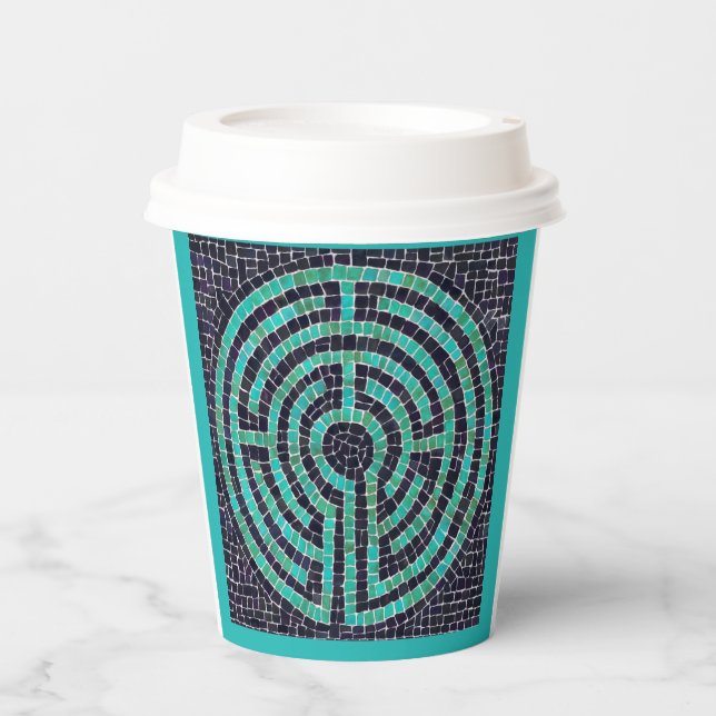 LABYRINTH III Paper Cups - Turquoise (Front)