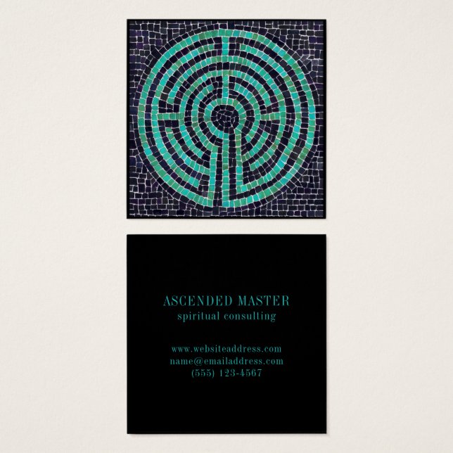 LABYRINTH III Square Business Card - Black (Front & Back)