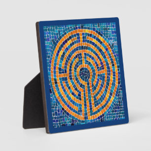 LABYRINTH IV 5.25 Square Plaque with Easel - Blue