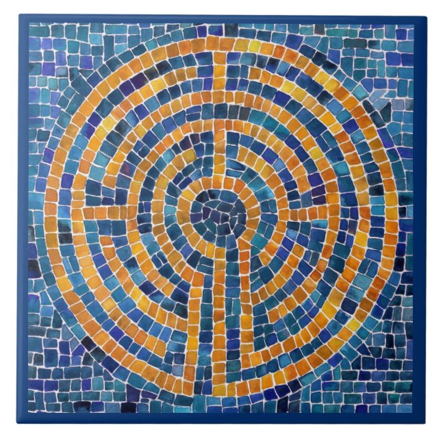 LABYRINTH IV 6x6 Ceramic Tile - Blue (Front)