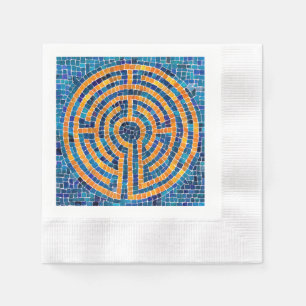 LABYRINTH IV Coined Cocktail Paper Napkin - White