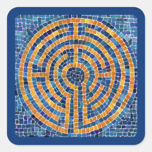 LABYRINTH IV Small Square Stickers - Blue (Front)