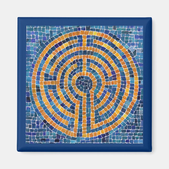 LABYRINTH IV Square Magnet - Blue (Front)