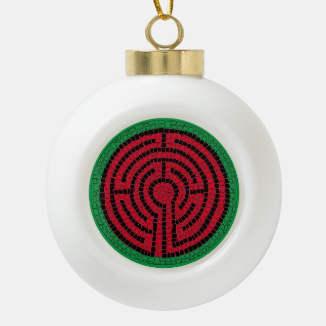 LABYRINTH IX Ceramic Ball Ornament (Front)