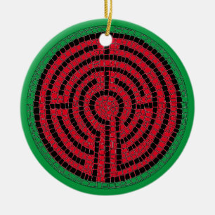 LABYRINTH IX Ceramic Circle Ornament