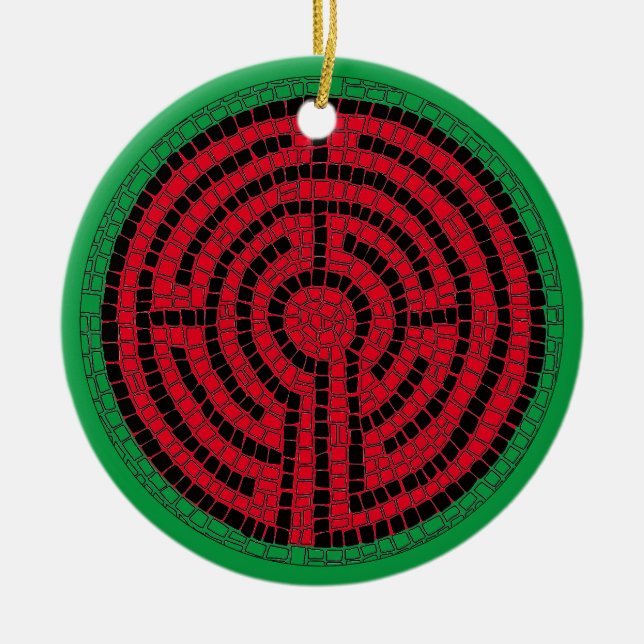 LABYRINTH IX Ceramic Circle Ornament (Front)