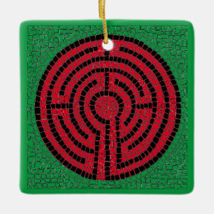 LABYRINTH IX Ceramic Square Ornament