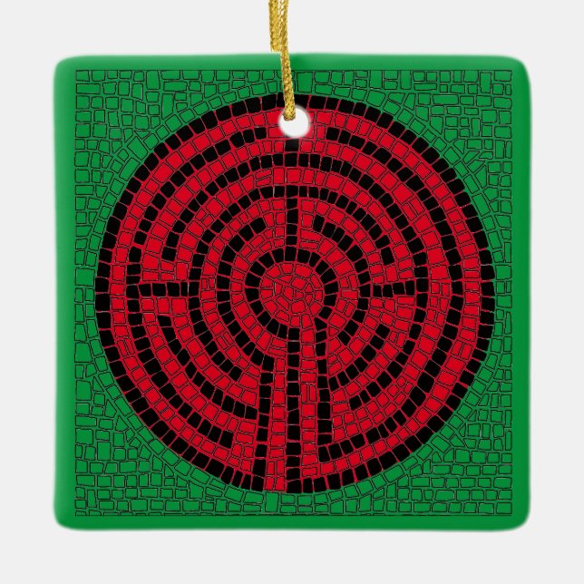 LABYRINTH IX Ceramic Square Ornament (Front)