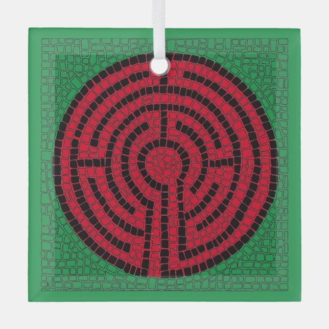 LABYRINTH IX Glass Square Ornament (Front)