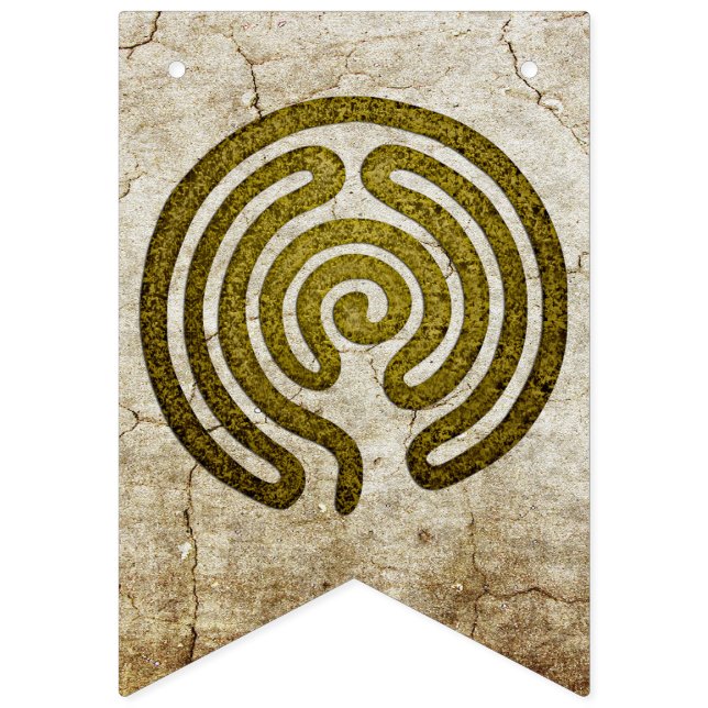 Labyrinth / maze - antique metal + your backgr. bunting  (First Flag)