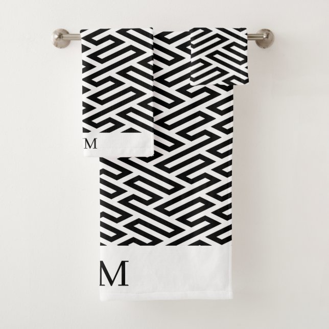 Labyrinth Maze Geometric Bath Towel Set (Insitu)