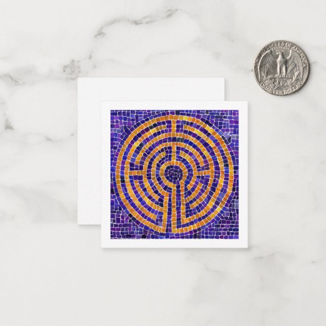 LABYRINTH MOSAIC 2.5" Square Flat Card / White (Front/Back In Situ)