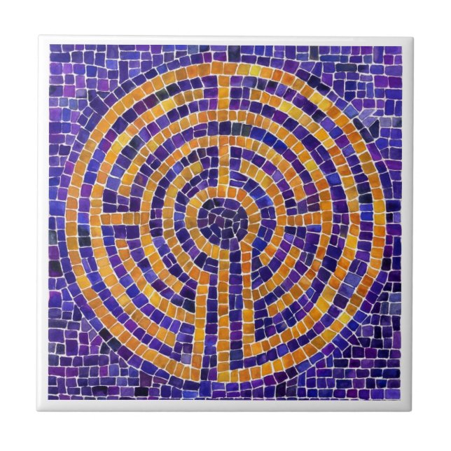 LABYRINTH MOSAIC 4.25x4.25 Ceramic Tile - White (Front)