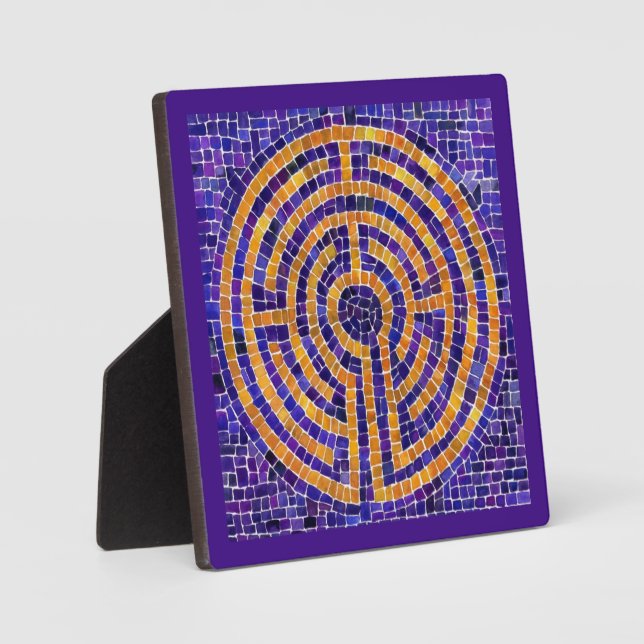 LABYRINTH MOSAIC 5.25 Square Plaque - Purple (Front)
