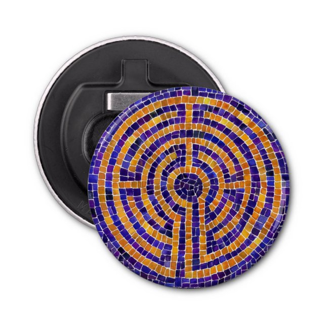 LABYRINTH MOSAIC Button Bottle Opener (Front)