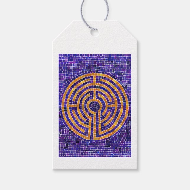 LABYRINTH MOSAIC Gift Tags - White (Front)