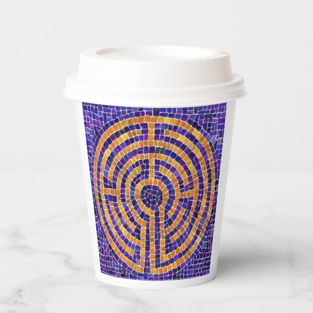 LABYRINTH MOSAIC Paper Cups - White (Front)